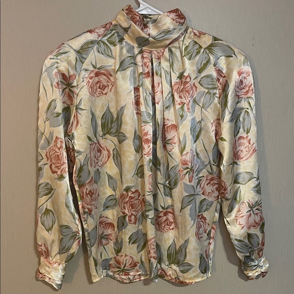 tess Tops - Tess Paris Milano sz 6 vintage floral grandma core high neck button blouse